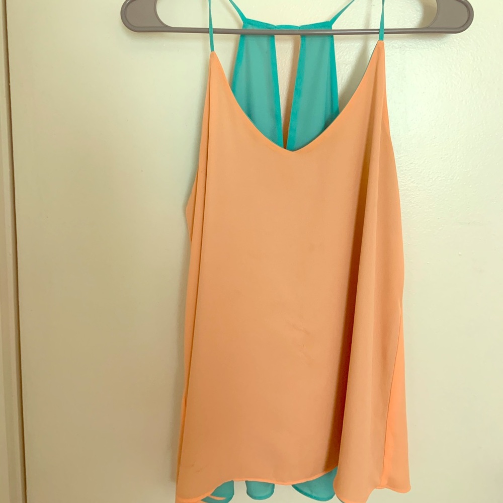 Reversible Coral & Aqua Top
